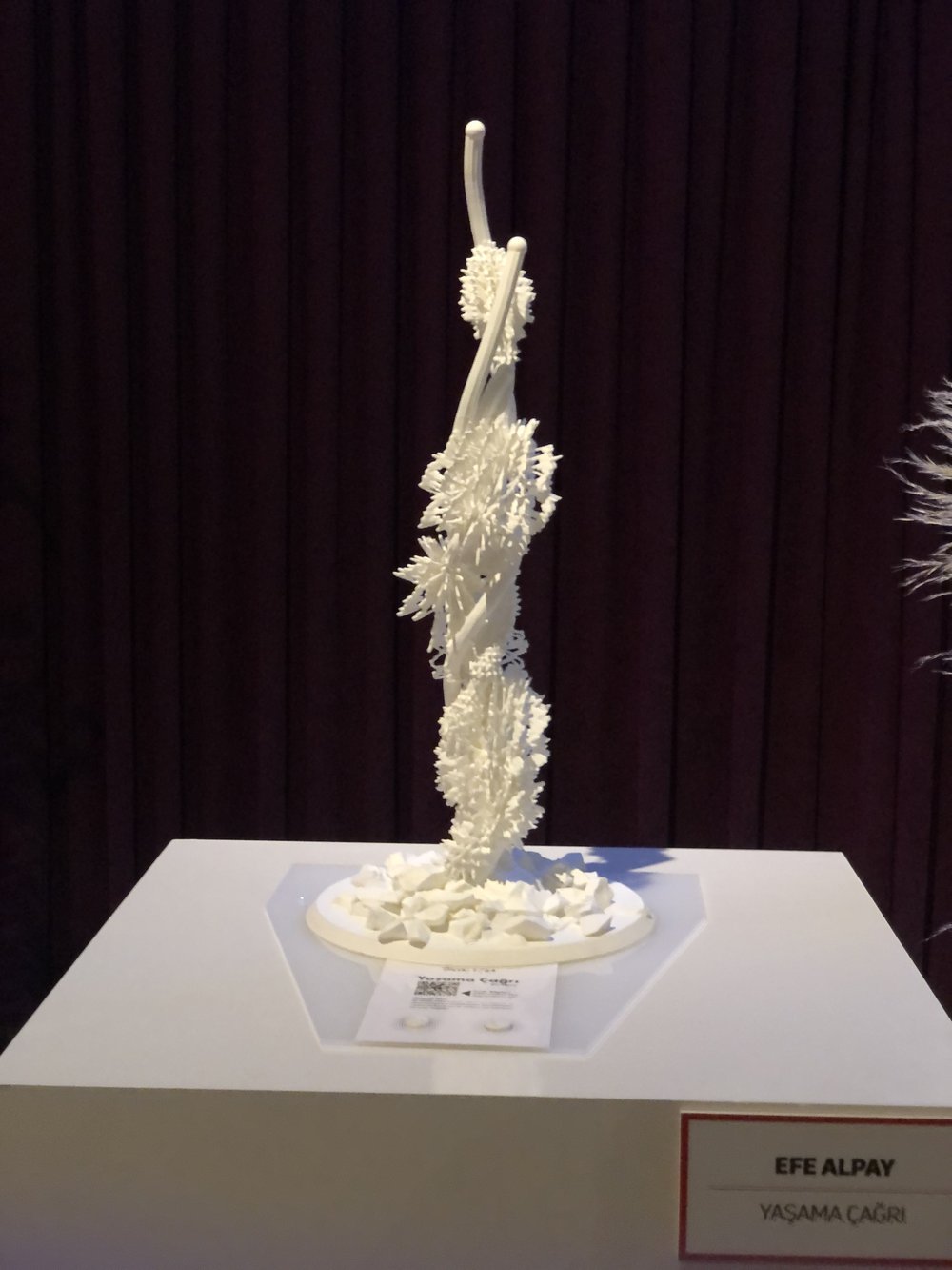 3D-printed sculpture on a plinth